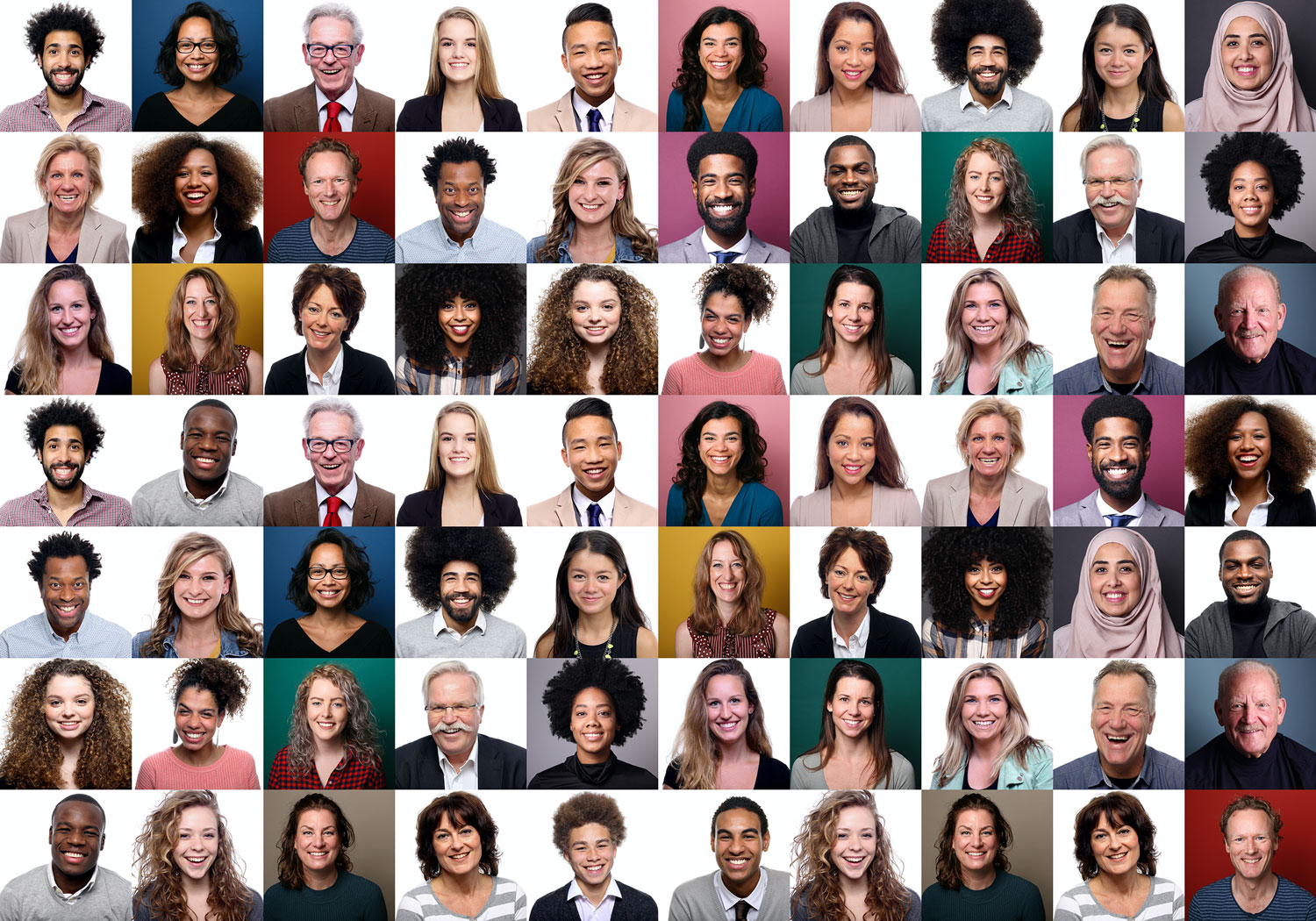 many faces of people of different races and ethnicities
