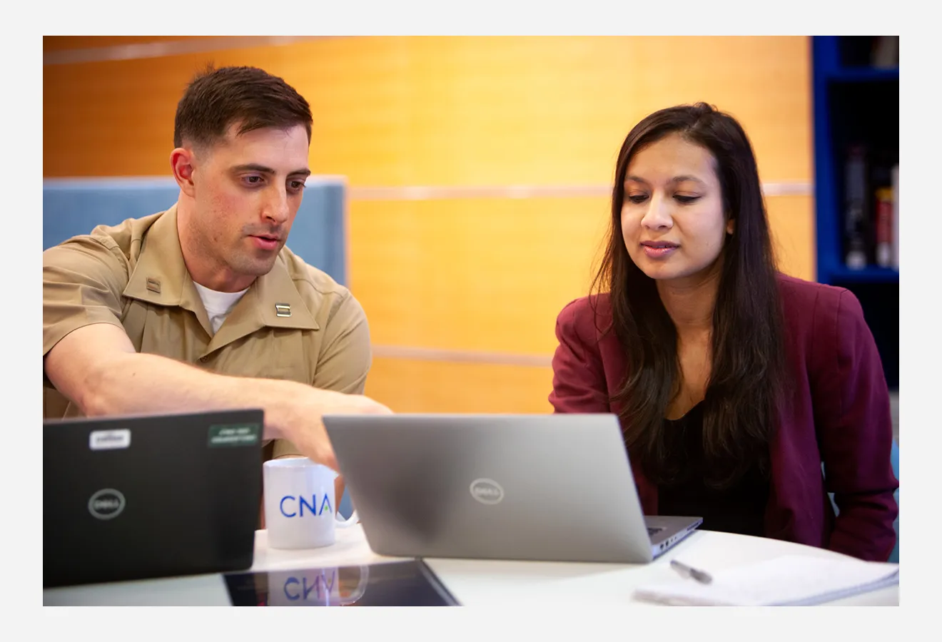 Marine and CNA analyst on laptops