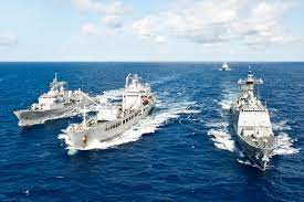 Navy ships at sea