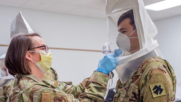 Serviceman receiving medical treatment