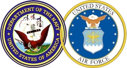 The insignias of the Navy and Air Force
