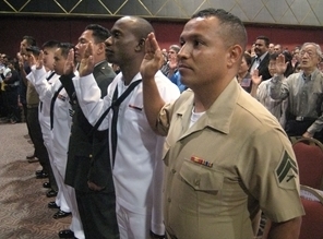 Military members being sworn in