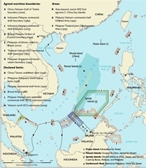A map of the South China Sea with the nine-dash line