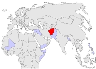 A map of Africa and Asia