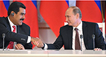 Maduro and Putin shaking hands