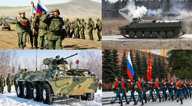 collage of russian military parades