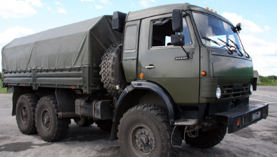 A KAMAZ-5350 military truck at the Migalovo Air Force base in Tver Oblast