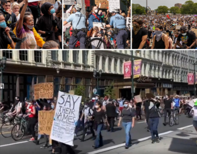 A collage of various protests in the wake of the death of George Floyd