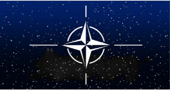 Nato symbol on starry night sky