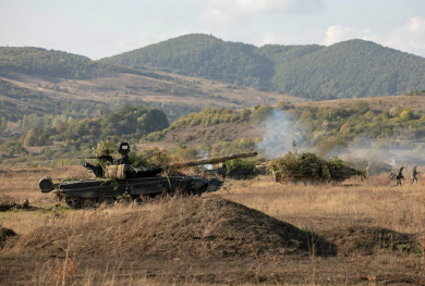 [Motorized riflemen of the Southern Military District in South Ossetia destroyed the mock enemy using the 'Syrian rampart' during the 'Kavkaz-2020' exercise