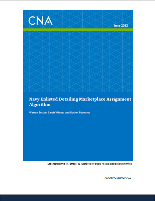 Navy Enlisted Detailing Marketplace Assignment Algorithm