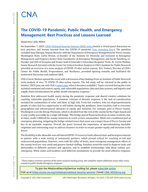 National Security Seminar September 2023