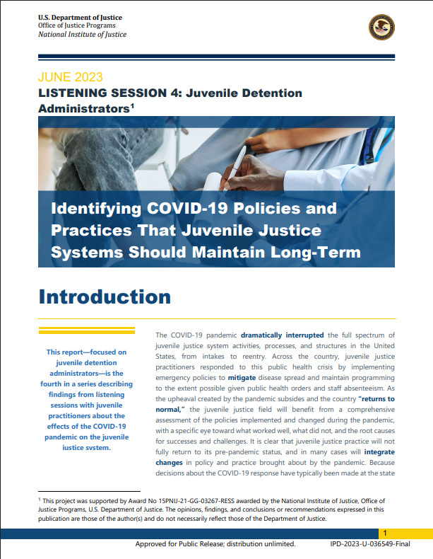Listening Session 4: Juvenile Detention Administrators