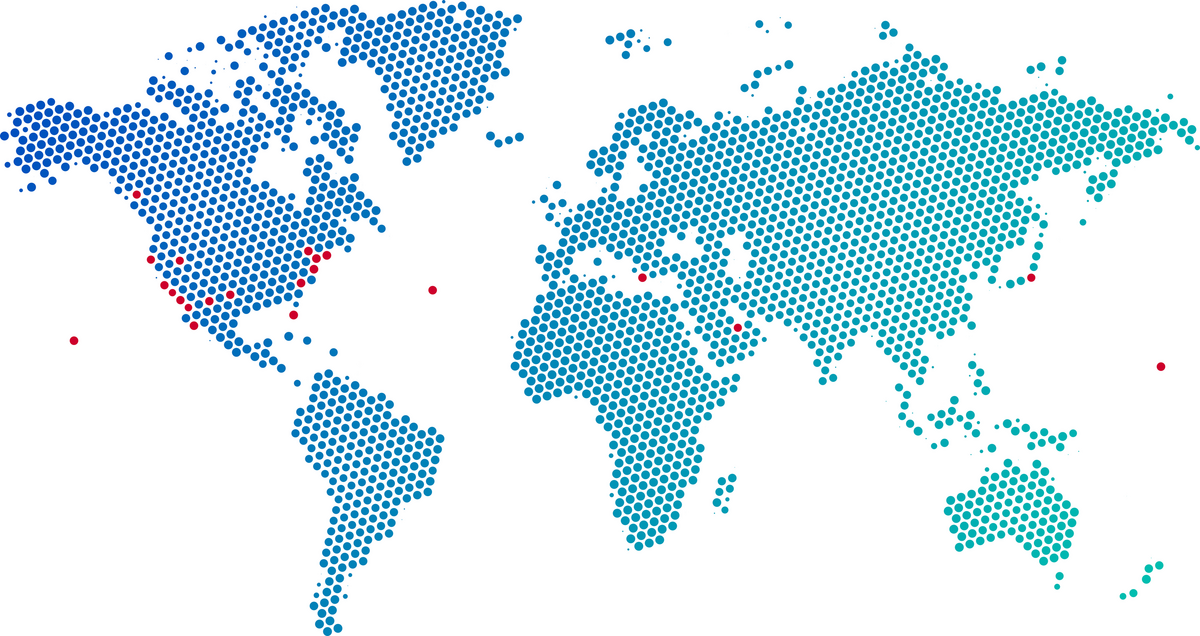 stylized map of the world