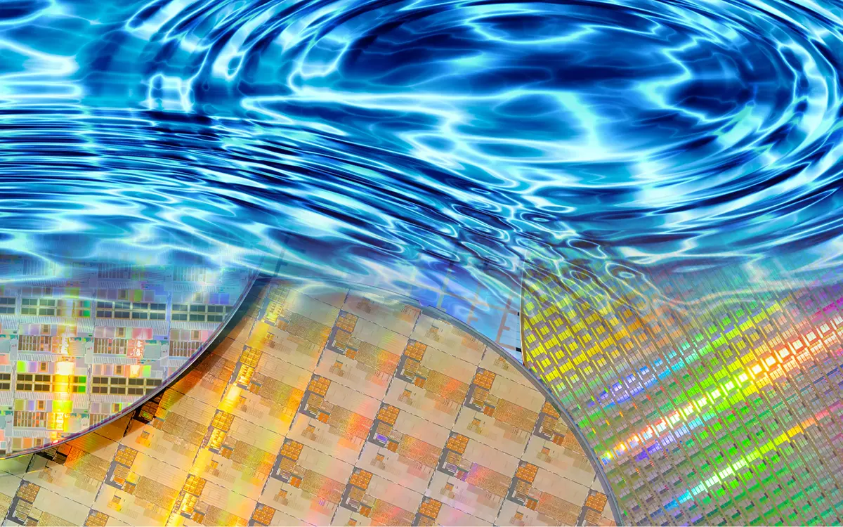 semiconductor chips and water ripples