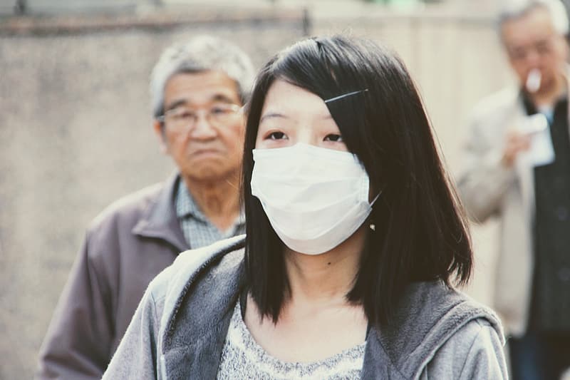 Woman wearing a face mask